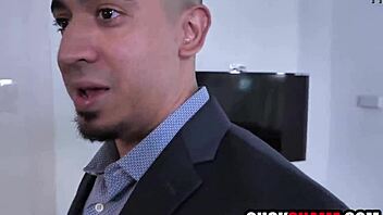 Pastor shares his ebony wife with big cock stud for rough cuckold fucking