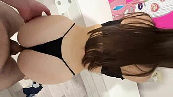 late night passion with girl reaching intense climax and cum on ass