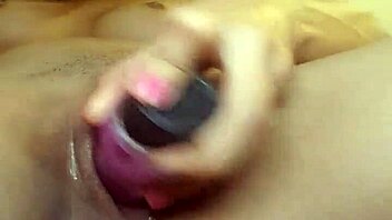 Sweet tight pussy of young Latina beauty gets pounded hard by thick vibrating dildo