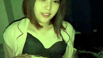 Amateur Japanese Couple in Pajamas Shares Intimate Late-Night Session with Passionate Kisses and Sensual Riding