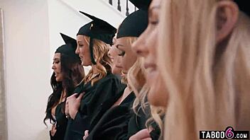 how does a milfs graduation bash become a wild reverse gangbang fest