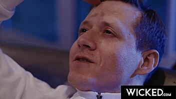 Blonde and brunette dive into wicked threesome with deepthroat blowjob and doggystyle riding in alternate reality.