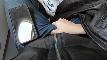 Public airplane handjob blowjob Lexi Aaane