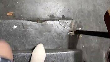 Shemale Ting Xuan outdoors peeing and masturbating in park after removing underwear