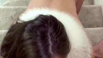 Hot Babe Gives Passionate POV Blowjob With Deepthroat And Ball Licking To Blonde With Big Natural Tits