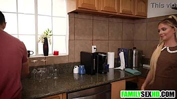 sneaky blonde teen fucking older man behind back