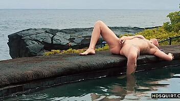 free spirit girl cat asstrophe squirts by the shore