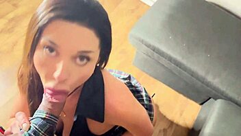 luiza marcato as horny student sucking and fucking huge cock in pov style
