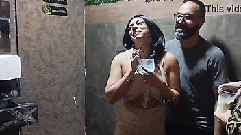 lene offers her sexy big ass to hung guy in swing party bathroom