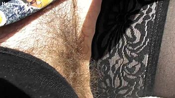 hey, check out this hairy mature flashing in the car
