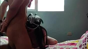 Curvy Latina milf with big ass gapes wide while getting fucked hard in front of curious neighbors as a submissive slut