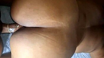 check out this real amateur chocolate bbw taking her first porn scene with huge cock creampie on that big ass