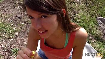 Young coquette craves anal sex for cash in outdoor encounter