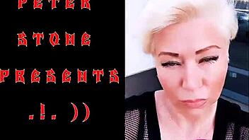 Mature married woman poses for photo shoot with pretty blonde natural tits and softcore spreading