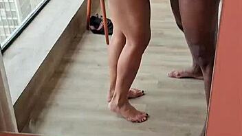 Canadian amateur gives her ass to Brazilian guy outdoors in public with intense passion