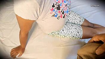 Big tits girl was alone at home. Then friend CAME to GIVE company.