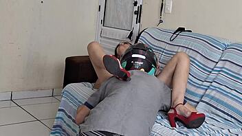 I send my wife to receive delivery in just panties