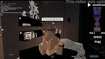 Horny slut bent over and riding cocks in wild Roblox condo gangbang scene