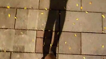 Shemale Ting Xuan outdoors peeing and masturbating in park after removing underwear