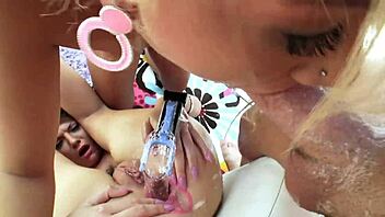 Double Ebony Deepthroat Action With Gagging!