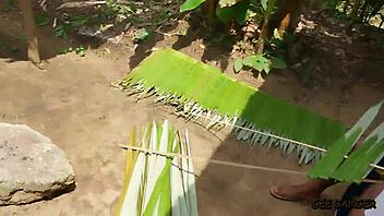 village amateur gets pounded in kitchen by two muscular guys with long dicks!