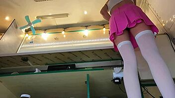 Super cute girl gets caught on hidden camera with upskirt view at work