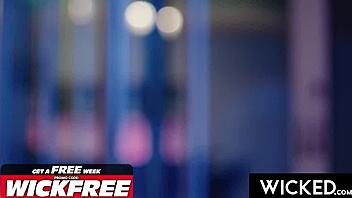 Blonde and brunette dive into wicked threesome with deepthroat blowjob and doggystyle riding in alternate reality.