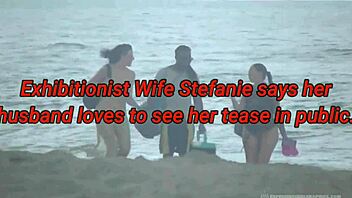 😈 Helena Price catches exhibitionist wife Stefanie Mafra getting wild with interracial action on Caribbean nude beach! 👀