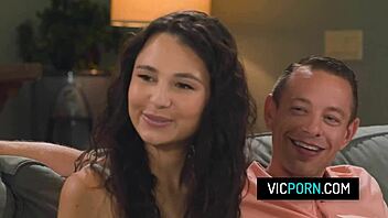 Pervy husband dominates babysitter with deepthroat while wife watches the hardcore cheating fuck