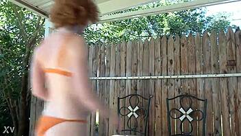 redhead wife in lingerie spreads legs for assfucking by prostitute in sexy anal scene