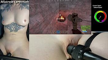 Twitch streamer gets naked in Rust while chat teases her pussy with vibrator 😈 part 2