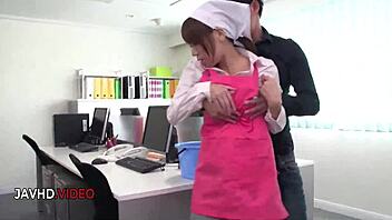 Asian Office Lady Chihiro Akino Delivers Hardcore Blowjob For A Sizzling Creampie Finish.