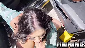 Will This Huge Tit Latina Milf Suck Stranger's Big Cock In Car Outside Laundry?