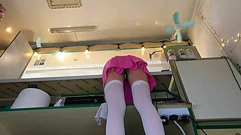 I couldn't resist kissing her cute naked ass at work while she bent over the counter