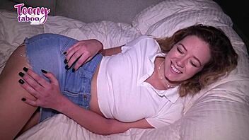 Teen River Lynn learns how to cum from intense creampie action in missionary and doggystyle.