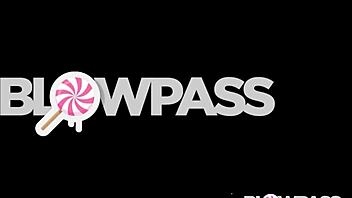 Blowpass features hot brunette delivering very slobbery blowjob with ball licking