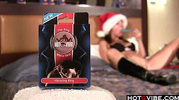 Big Titted Brunette German Slut Masturbates Solo With New Christmas Toys