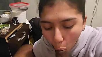 Girlfriend Delivers Quick Blowjob In POV Unable To Release Gripping Cock