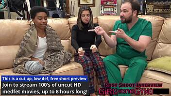 Doctor Aria Nicole and Doctor Tampa try on gloves in hospital backstage