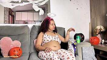 Hey, join this chubby ebony for a fun Halloween movie night filled with farts and burps.