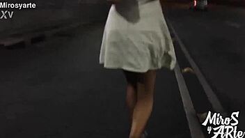 Teen amateur shows off small tits while flashing in public at Garibaldi desnivel