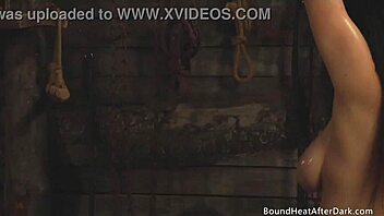 busty lesbian slave with big natural boobs gets washed and prepared in garage for her dominant mistress