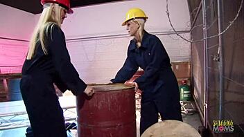 Workers Indulge In Hard Threesome Fucking Two Babes