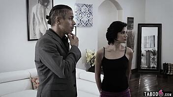 Babysitter teen 18+ gets fucked hard by the creepy guy with a big cock