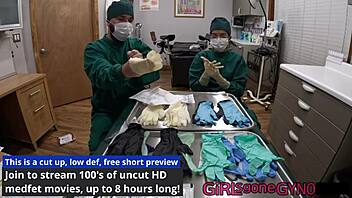 Doctor Aria Nicole and Doctor Tampa try on gloves in hospital backstage