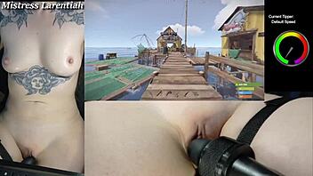 Twitch streamer gets naked in Rust while chat teases her pussy with vibrator 😈 part 2