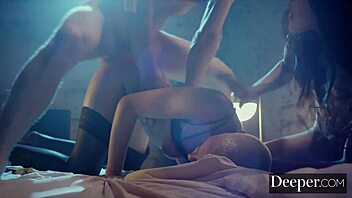 Catalina shares her girlfriend Paris in a steamy threesome with licking and riding