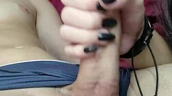 Debora Prado, the cute young brunette girlfriend, delivers a deepthroat blowjob on my big cock in this amateur couple scene.