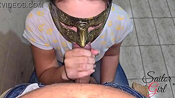 That sailor girl hotwife swallows cum after a sexy blowjob session