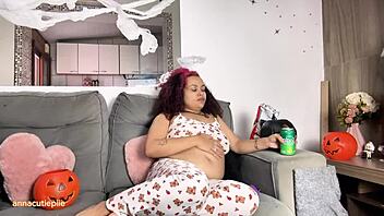 Hey, join this chubby ebony for a fun Halloween movie night filled with farts and burps.